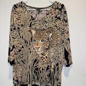 Valentina Black and Tan Graphic 3/4 Sleeve Blouse